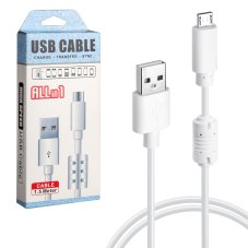 Кабель USB на MicroUSB 1m для передачи данных белый ISA